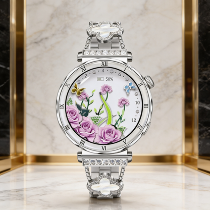 Montre Bracelet Connectée Victoria Floral Argent