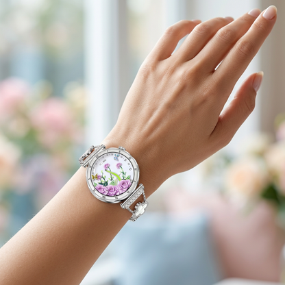 Montre Bracelet Connectée Victoria Floral Argent