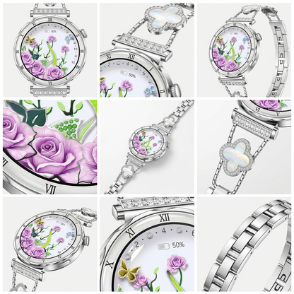 Montre Bracelet Connectée Victoria Floral Argent