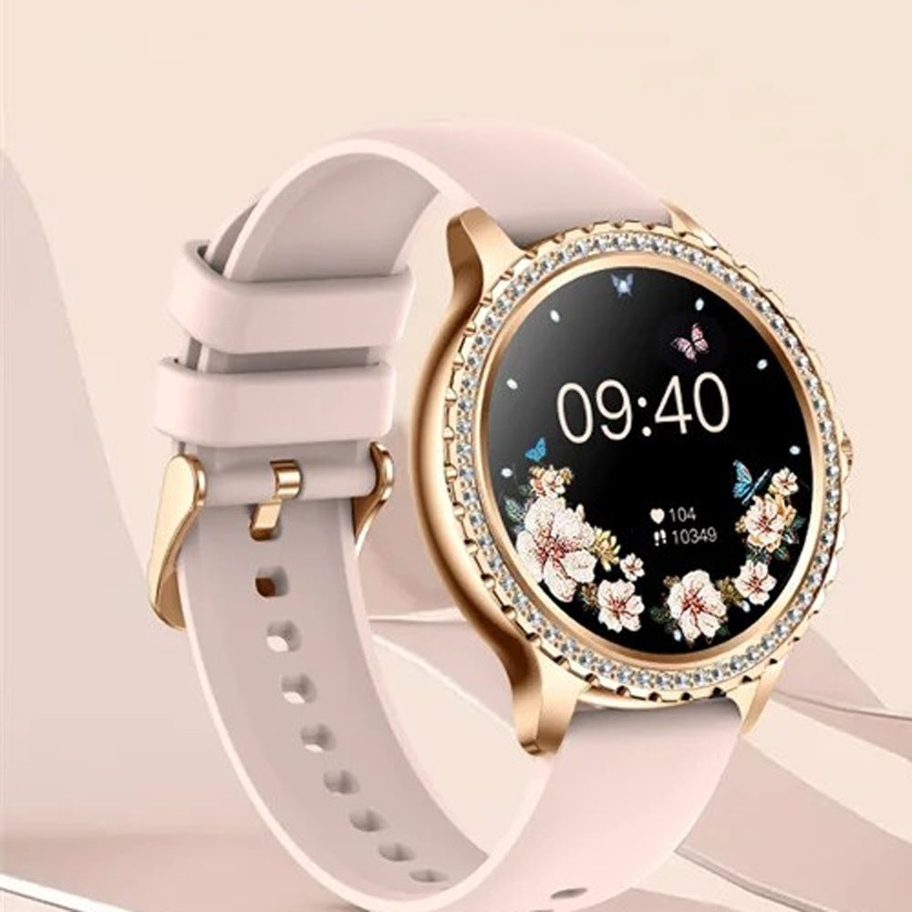 Ligne Diaméa dorée, bracelet silicone rose