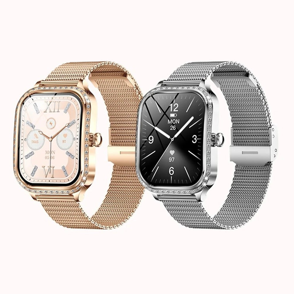 Ligne Cristalie, finitions dorée et argentée à bracelet maillé